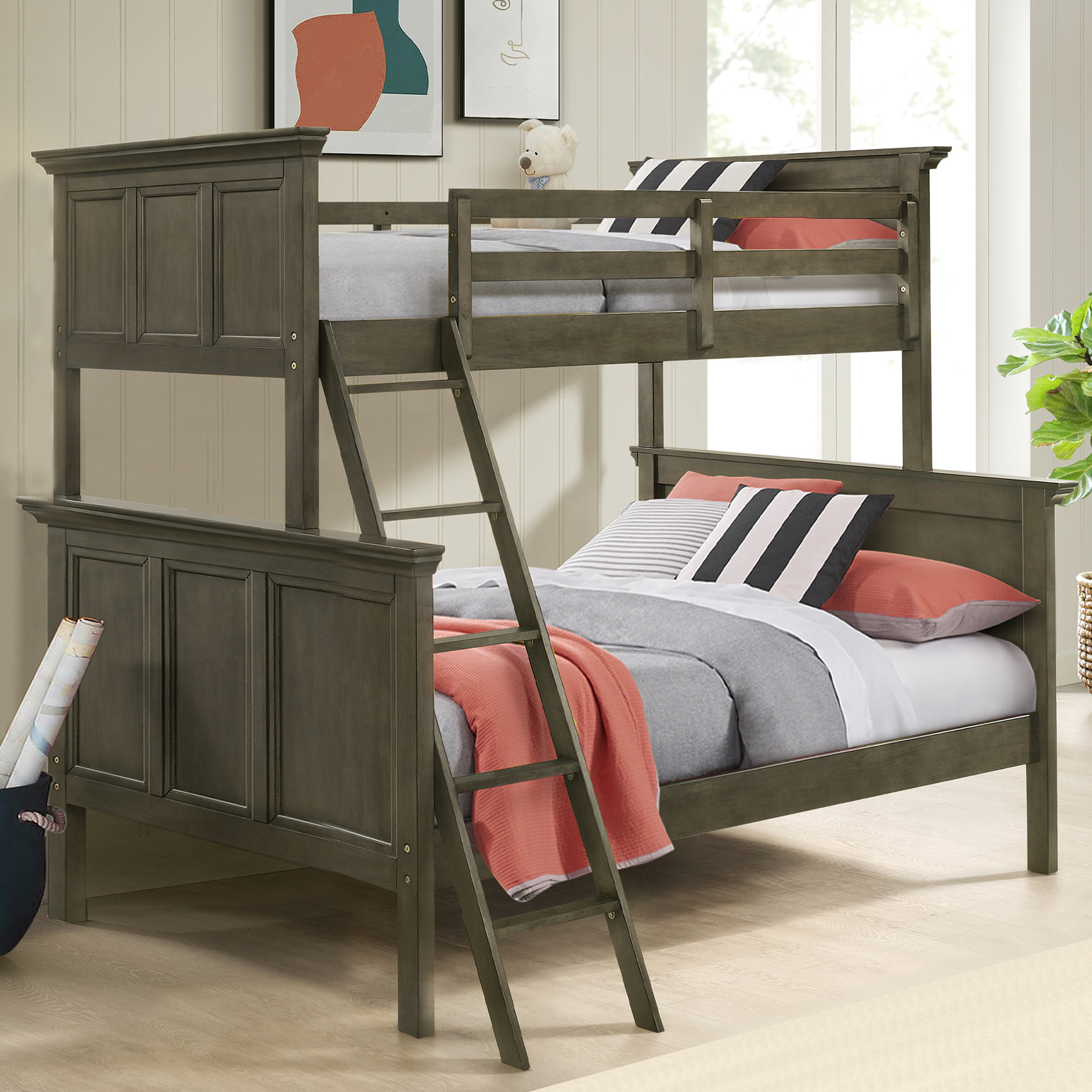 San Mateo Youth Twin over Full Bunk Bed | Gray - WestWoodBaby